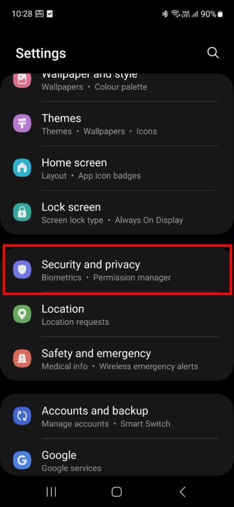change security and privacy screenshot anroid